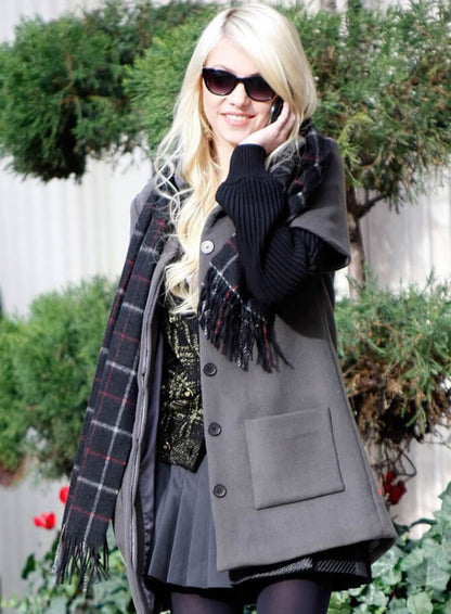 Taylor Momsen Gossip Girl Grey Wool Coat