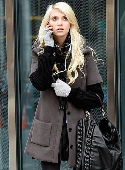 Taylor Momsen Gossip Girl Grey Wool Coat