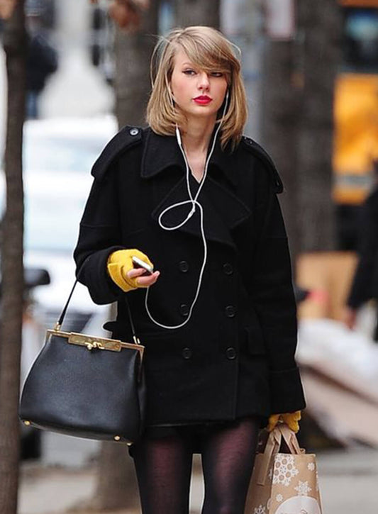 Taylor Swift Black Wool Coat