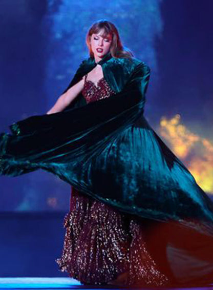 Taylor Swift The Eras Tour Green Velvet Coat LeatherJacketMerchant Taylor Swift The Eras Tour Green Velvet Coat LeatherJacketMerchant
