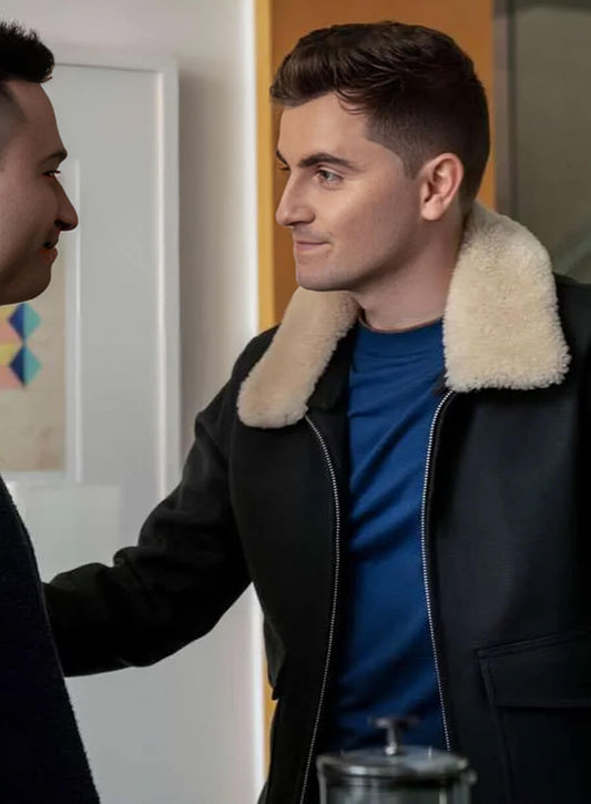 Ted Lasso S03 Stephen Manas Black Shearling Jacket