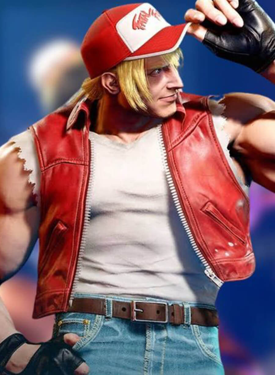 Terry Bogard Street Fighter 6 Red Leather Vest