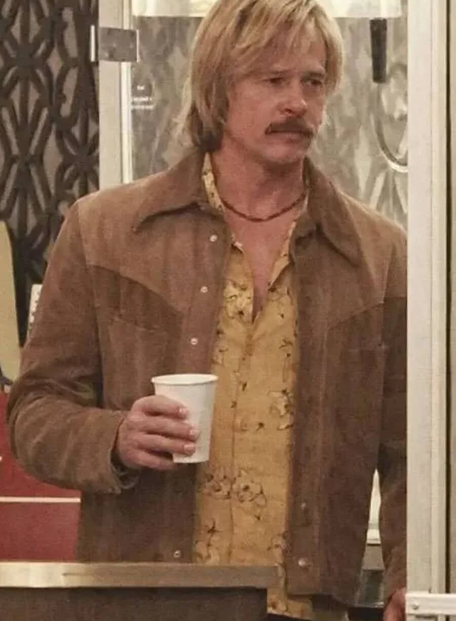 The Adventures of Cliff Booth Brad Pitt Brown Jacket