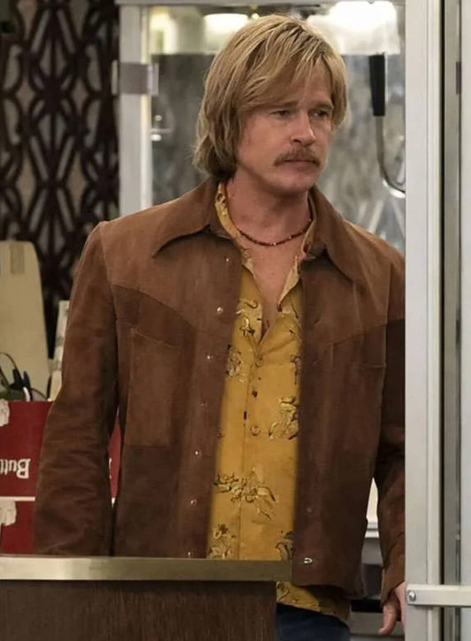 The Adventures of Cliff Booth Brad Pitt Brown Jacket