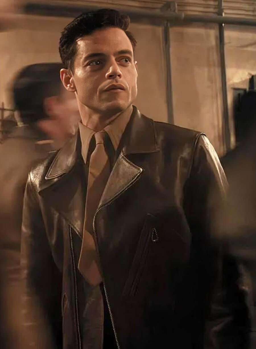  The Amateur 2025 Rami Malek Brown Leather Jacket
