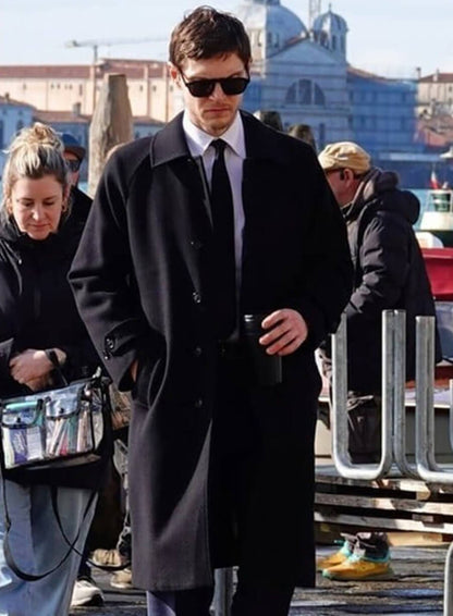 The Beauty 2026 Evan Peters Black Wool Coat