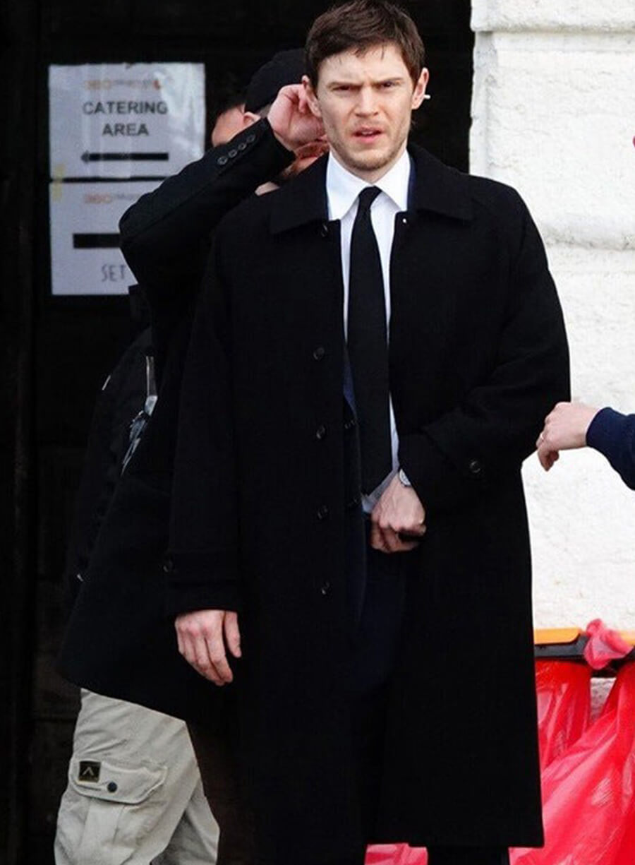 The Beauty 2026 Evan Peters Black Wool Coat