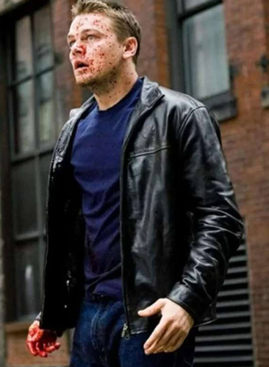 The Departed Leonardo DiCaprio Black Leather Jacket