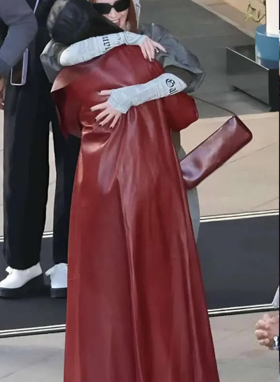 The Devil Wears Prada 2 Anne Hathaway Red Leather Coat