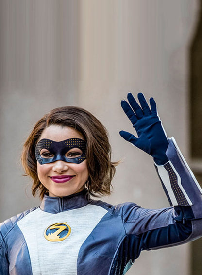 The Flash S05 Nora West-Allen Blue Leather Jacket