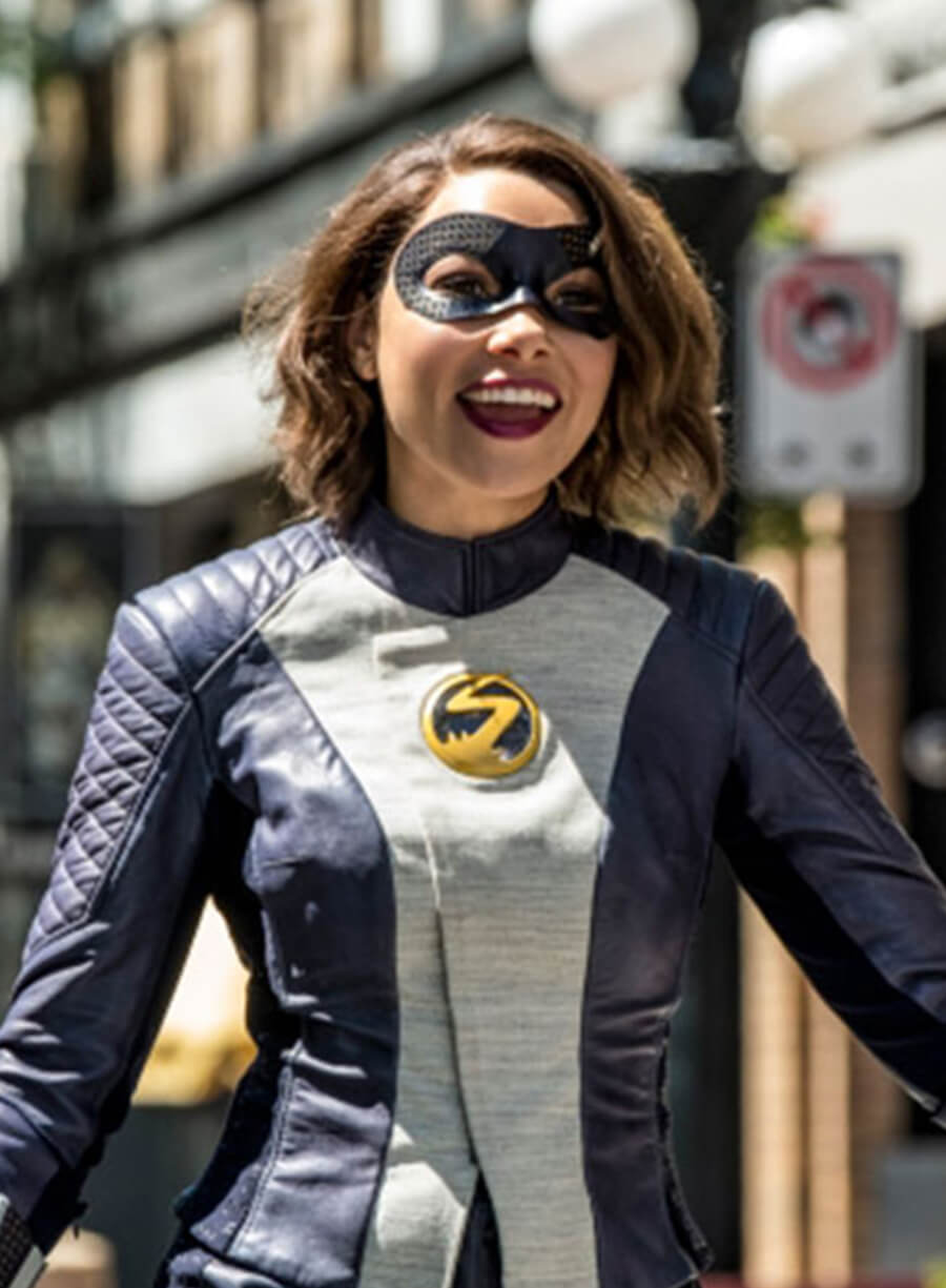 The Flash S05 Nora West-Allen Blue Leather Jacket