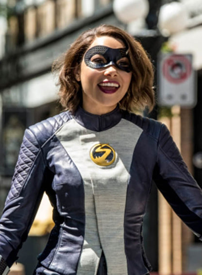 The Flash S05 Nora West-Allen Blue Leather Jacket