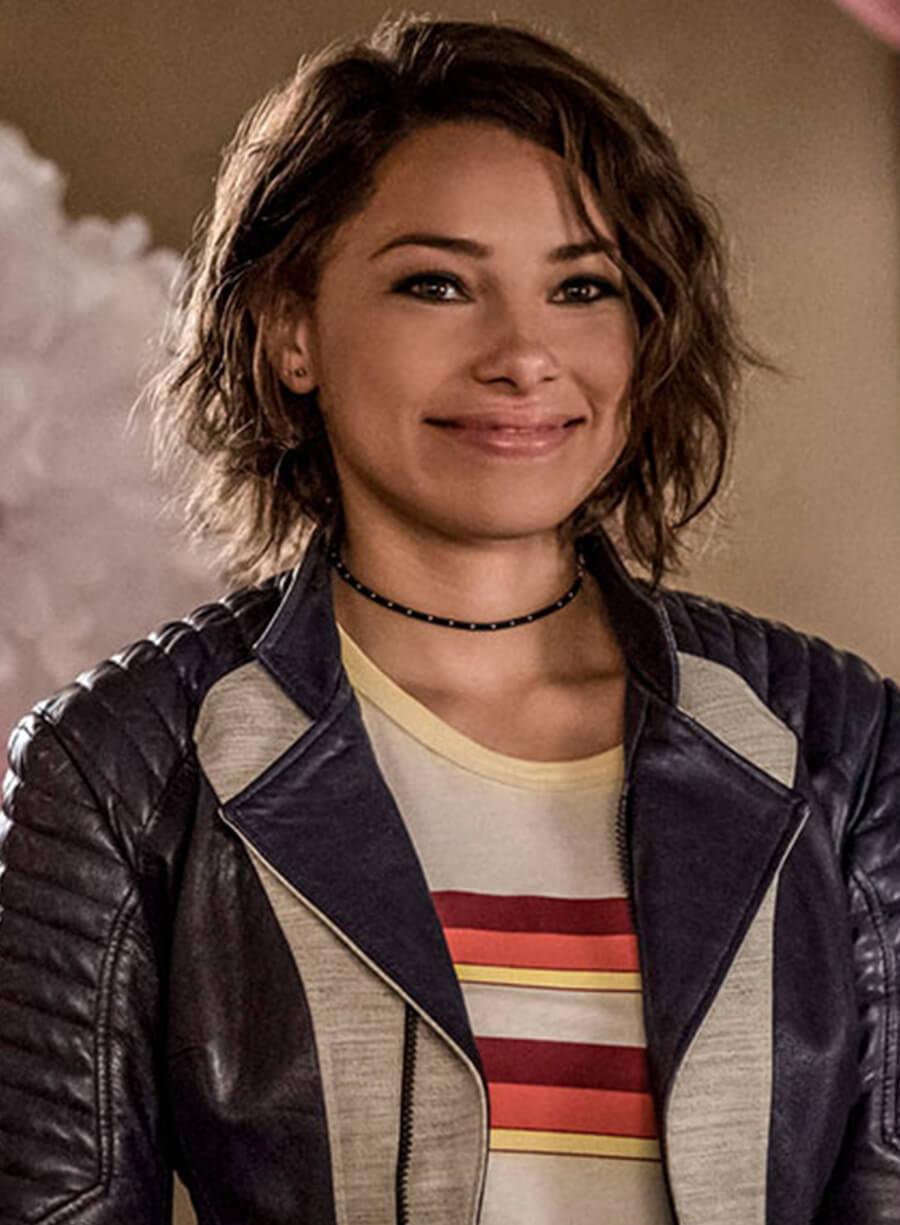 The Flash S05 Nora West-Allen Blue Leather Jacket