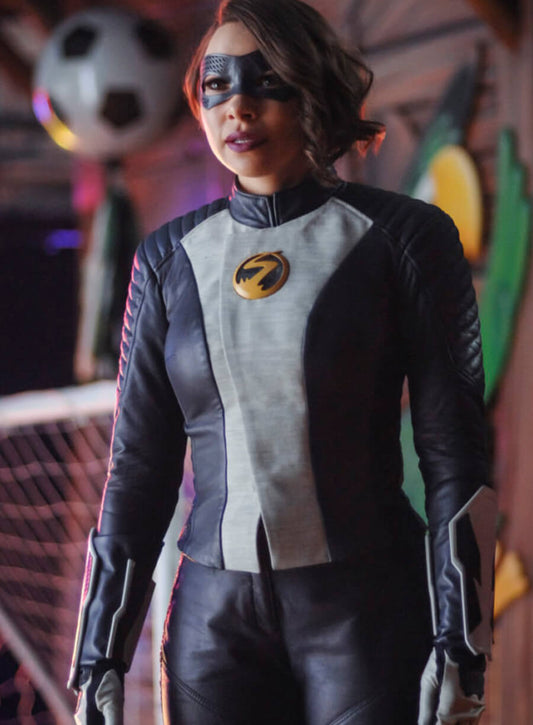 The Flash S05 Nora West-Allen Blue Leather Jacket