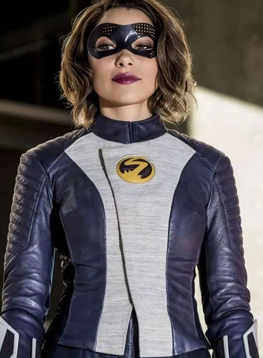 The Flash S05 Nora West-Allen Blue Leather Jacket