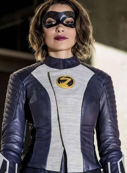 The Flash S05 Nora West-Allen Blue Leather Jacket