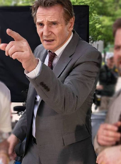 The Naked Gun 2025 Liam Neeson Grey Suit