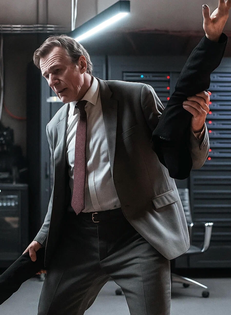 The Naked Gun 2025 Liam Neeson Grey Suit