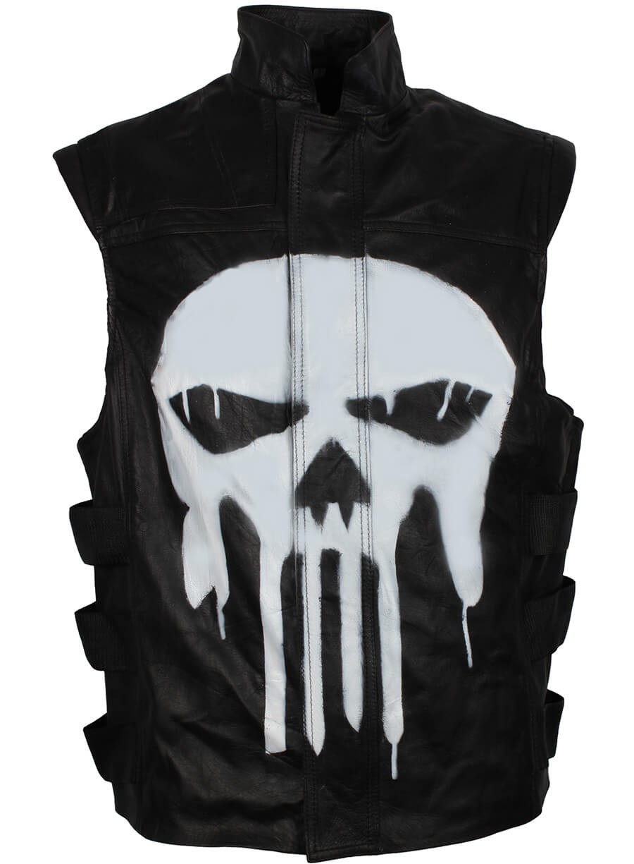 Frank Castle Black Leather Vest