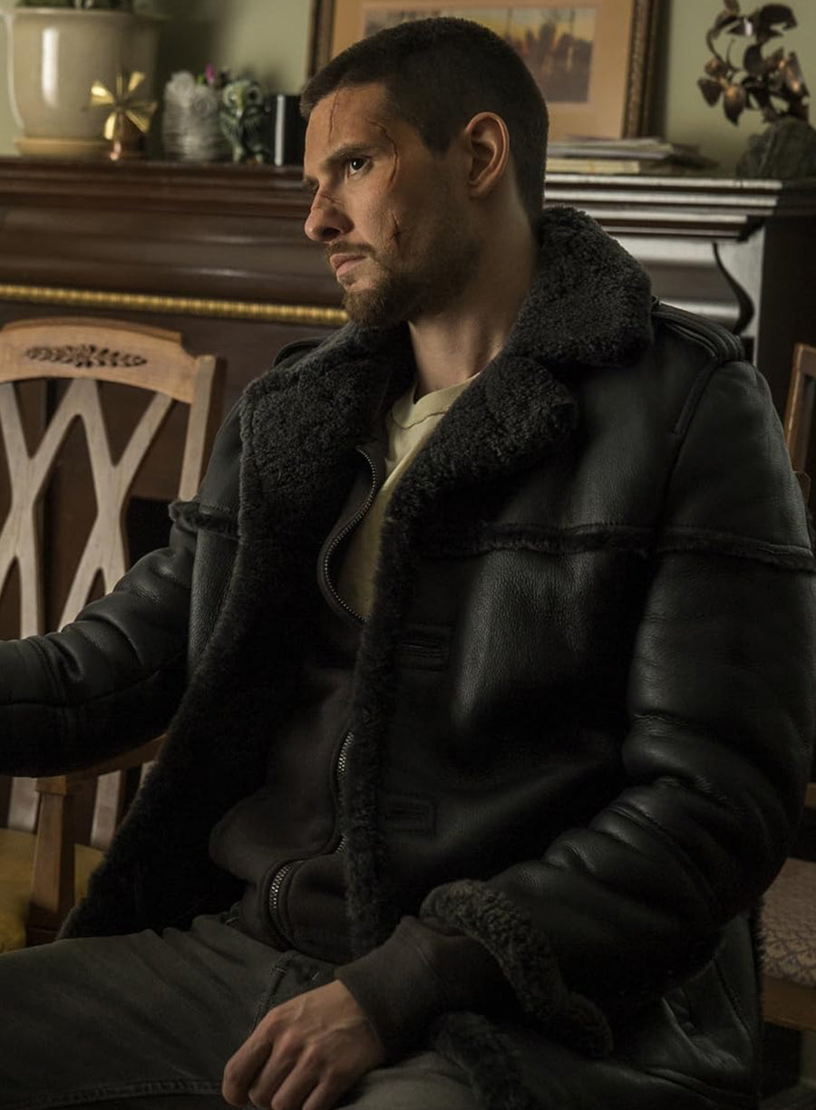 The Punisher S02 Ben Barnes Black Shearling Jacket