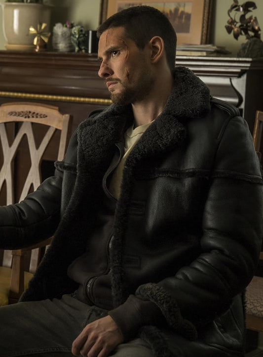 The Punisher S02 Ben Barnes Black Shearling Jacket