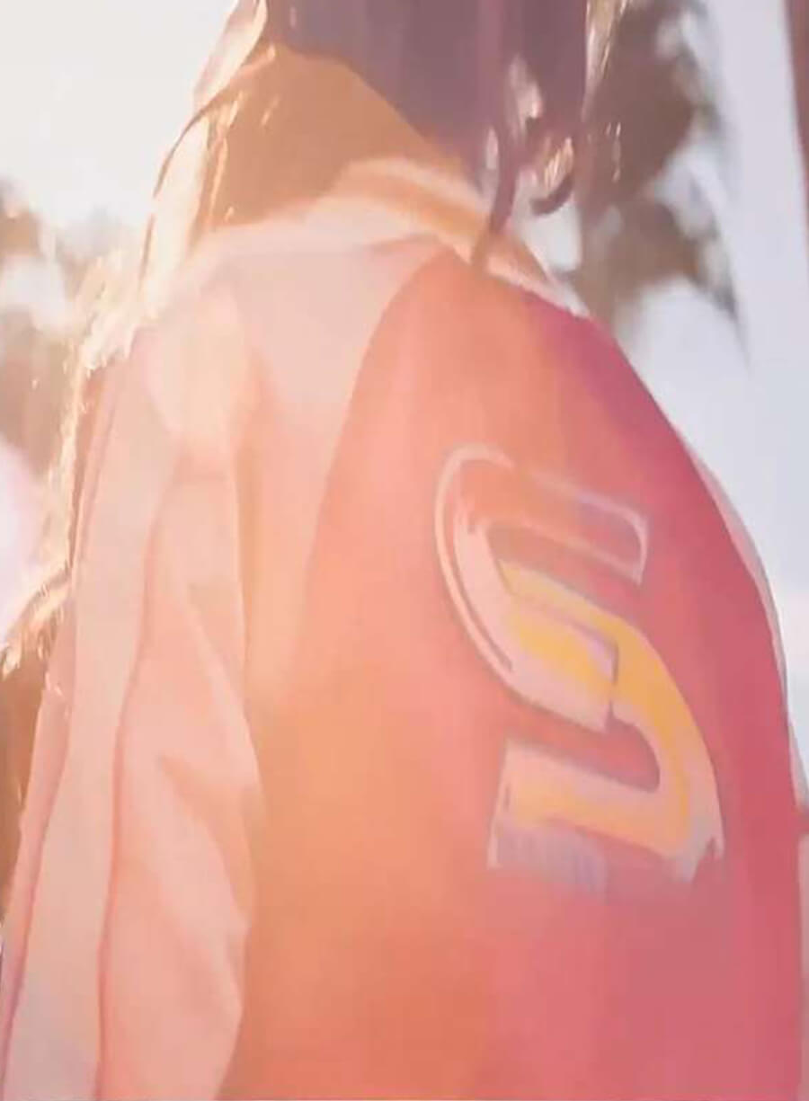 The Substance 2024 Margaret Qualley Pink Bomber Jacket