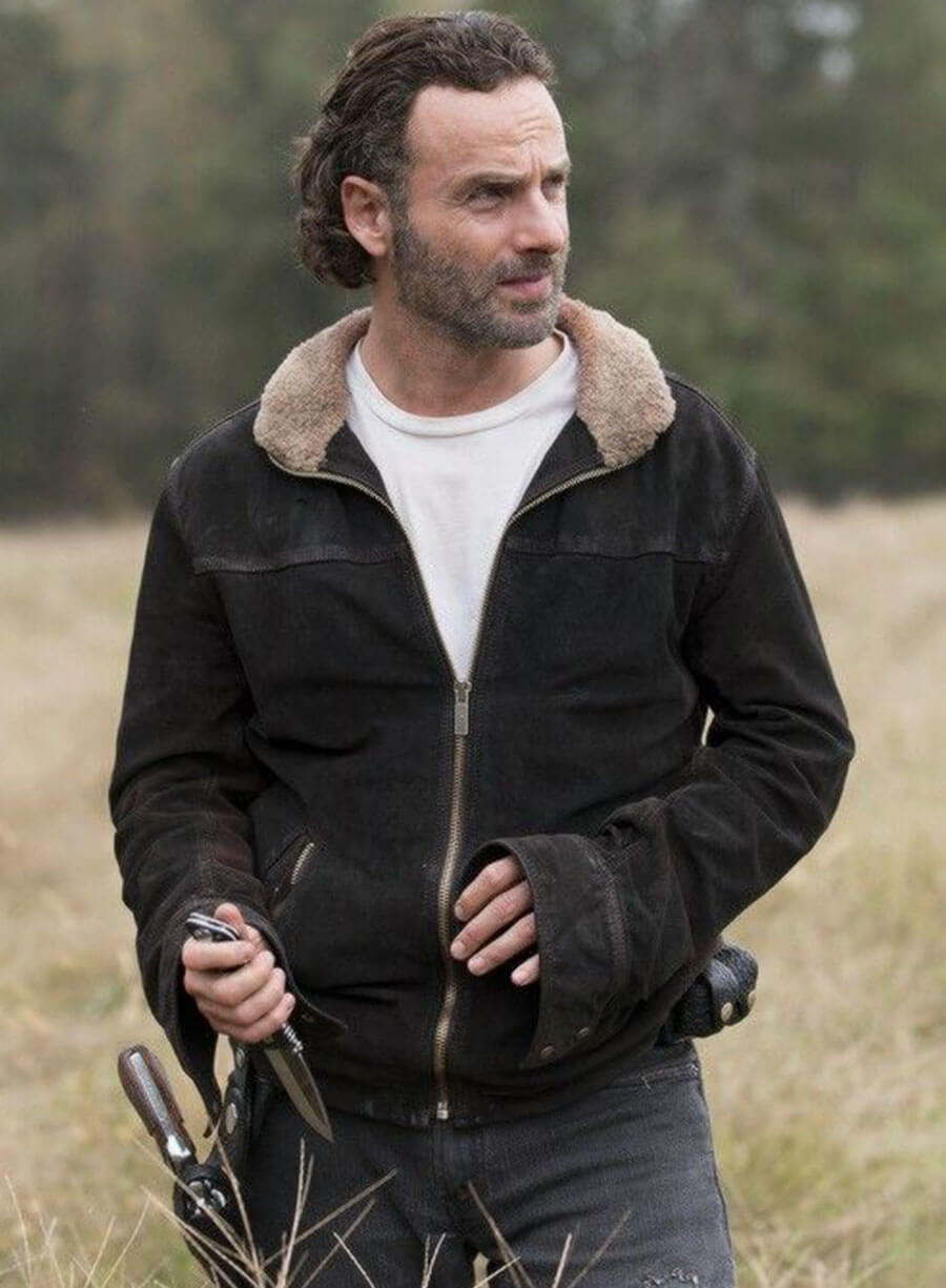 Rick Grimes Suede Leather Jacket