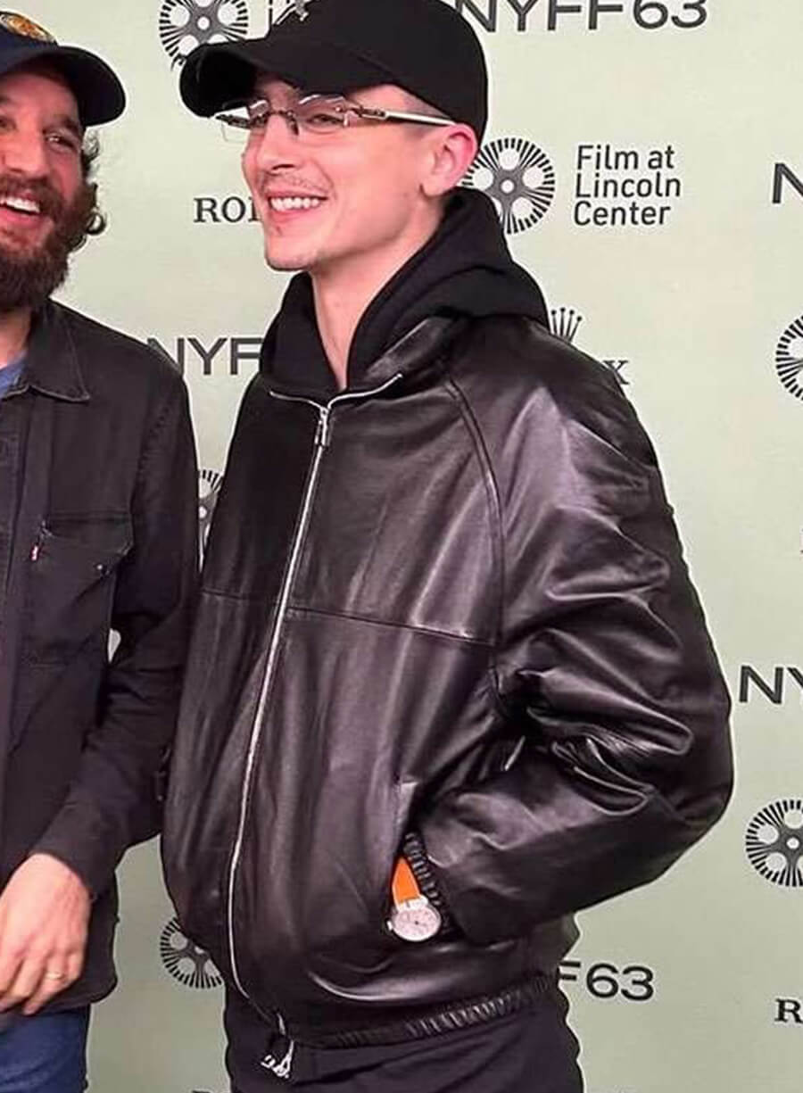 Timothee Chalamet Black Leather Jacket
