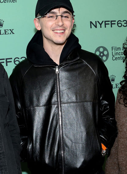 Timothee Chalamet Black Leather Jacket