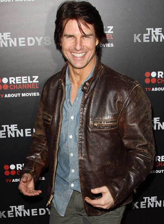 Tom Cruise Distressed Brown Leather Jacket