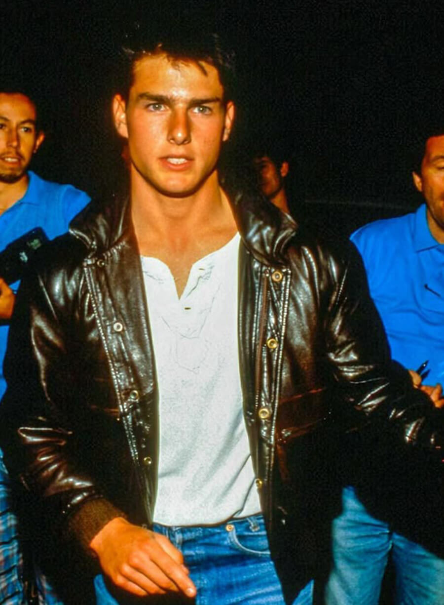 Tom Cruise Party At Rox Club Black Leather Jacket 