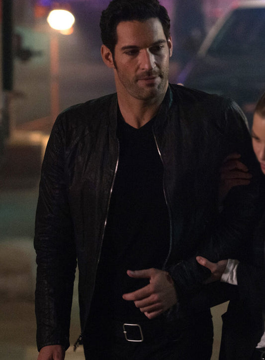 Tom Ellis Lucifer Morningstar Black Leather Jacket