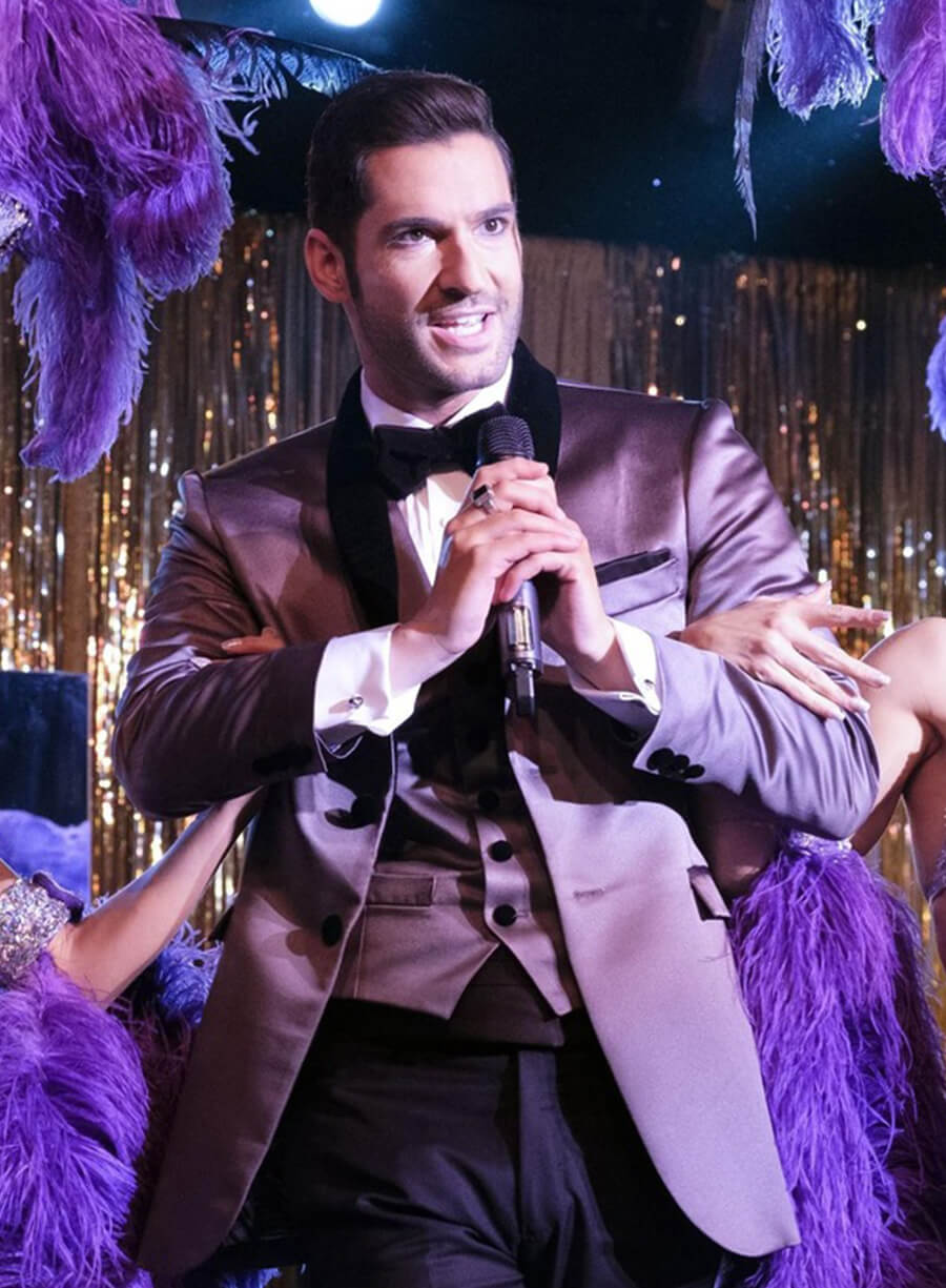 Tom Ellis Lucifer Morningstar S03 Purple Velvet Blazer