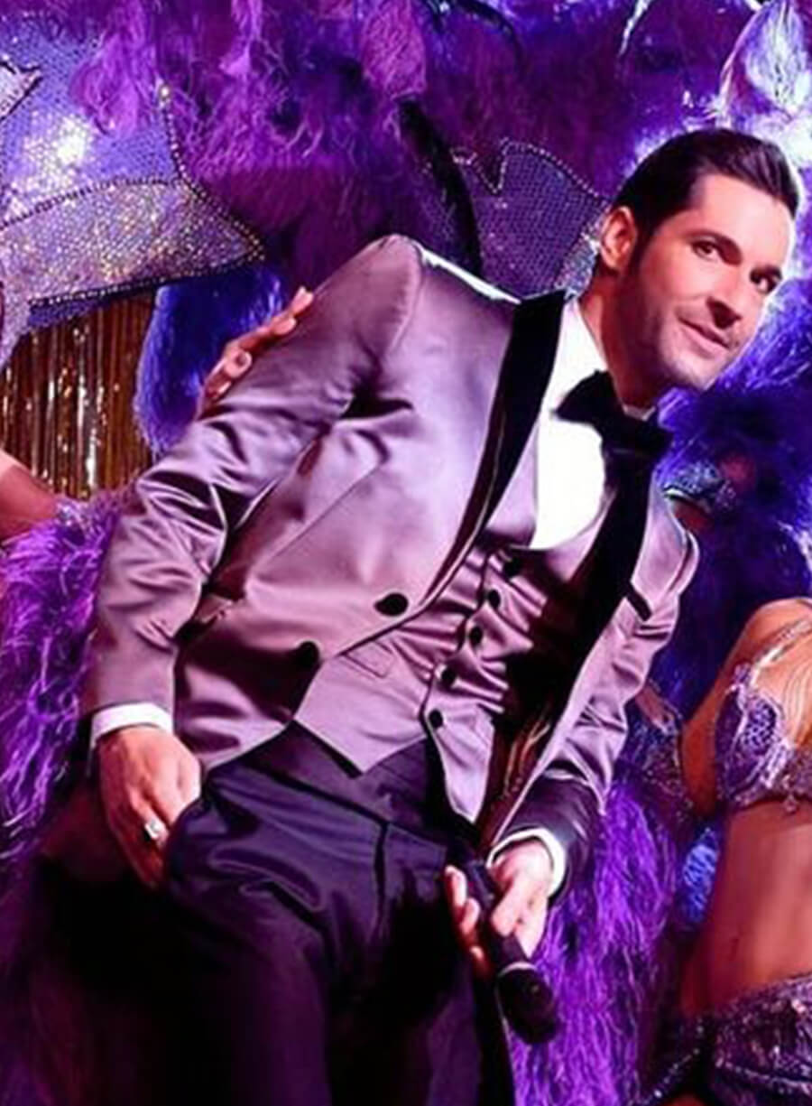 Tom Ellis Lucifer Morningstar S03 Purple Velvet Blazer