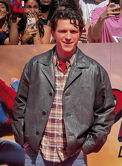 Tom Holland Spider-Man Brand New Day Black Leather Jacket