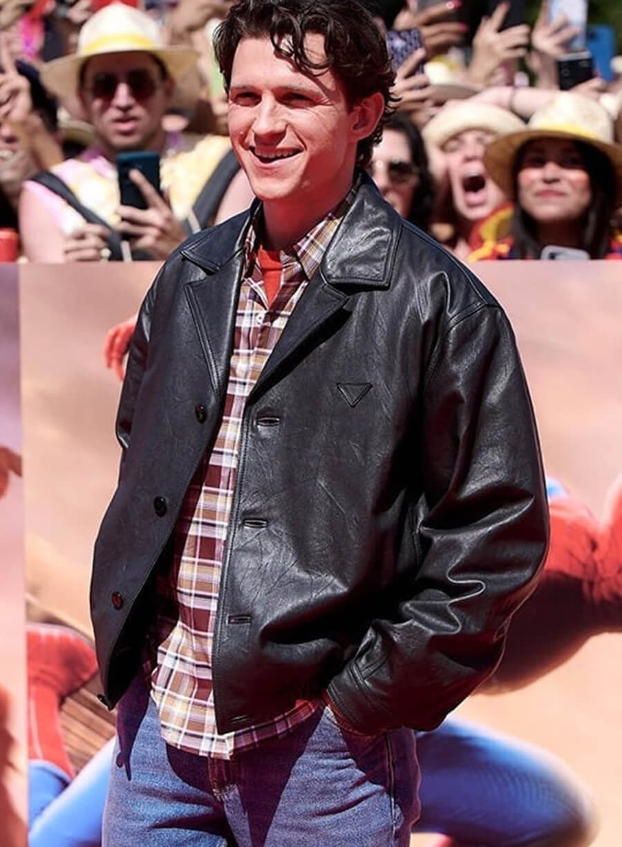 Tom Holland Spider-Man Brand New Day Black Leather Jacket
