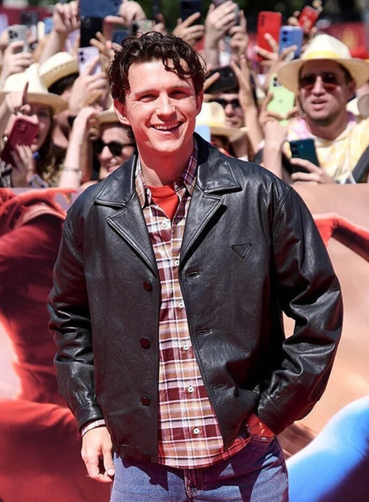 Tom Holland Spider-Man Brand New Day Black Leather Jacket