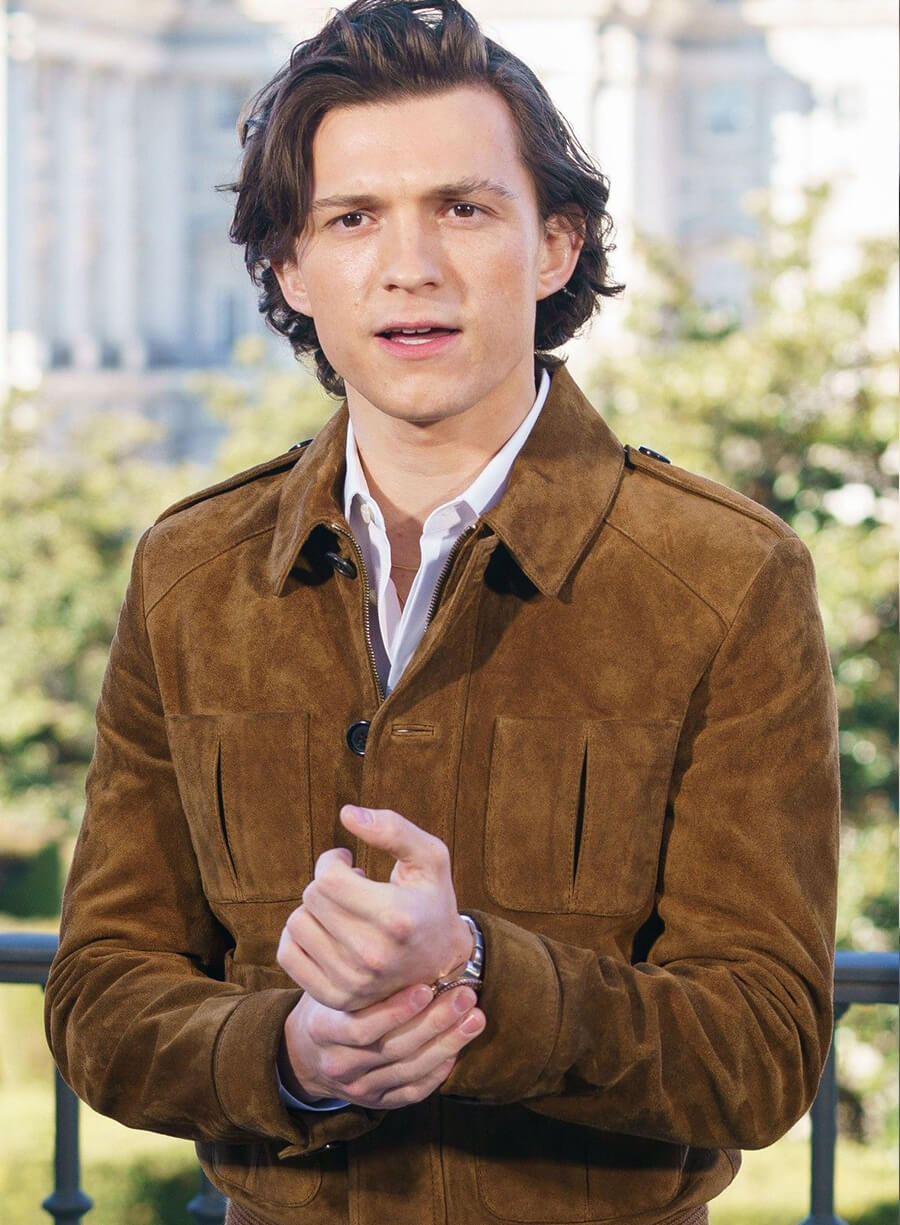 Tom Holland Uncharted Brown Suede Leather Jacket
