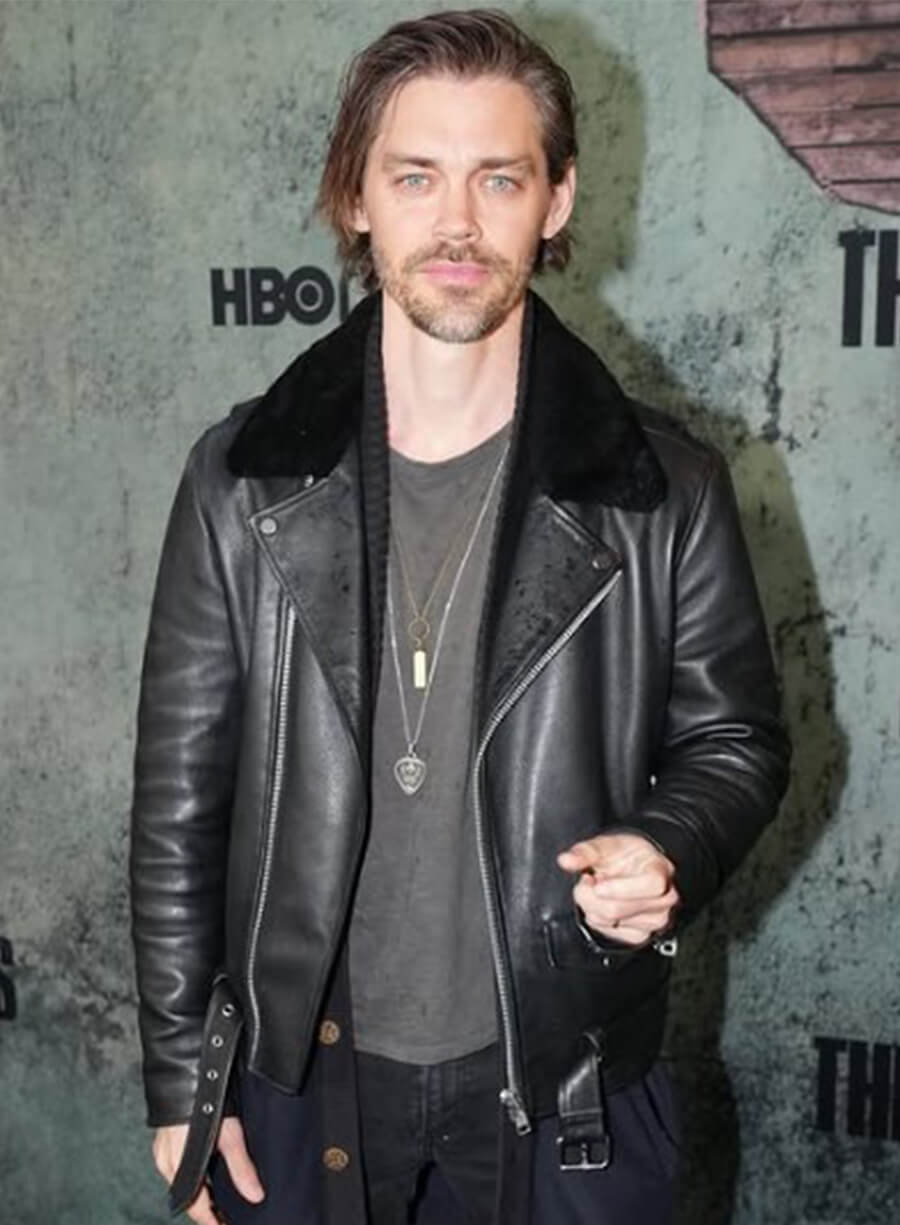 Tom Payne The Last of Us Premiere Black Leather Jacket