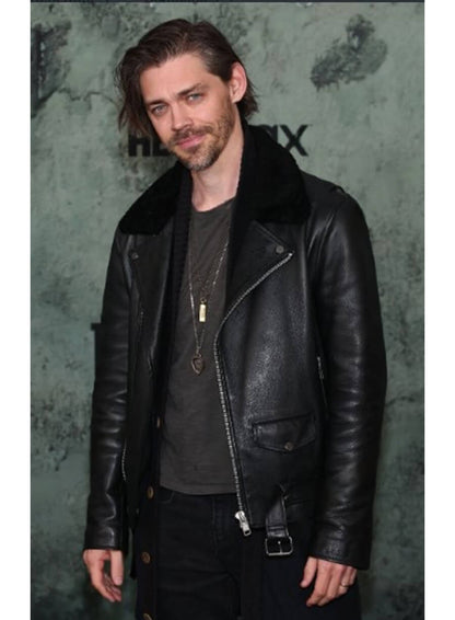 Tom Payne The Last of Us Premiere Black Leather Jacket