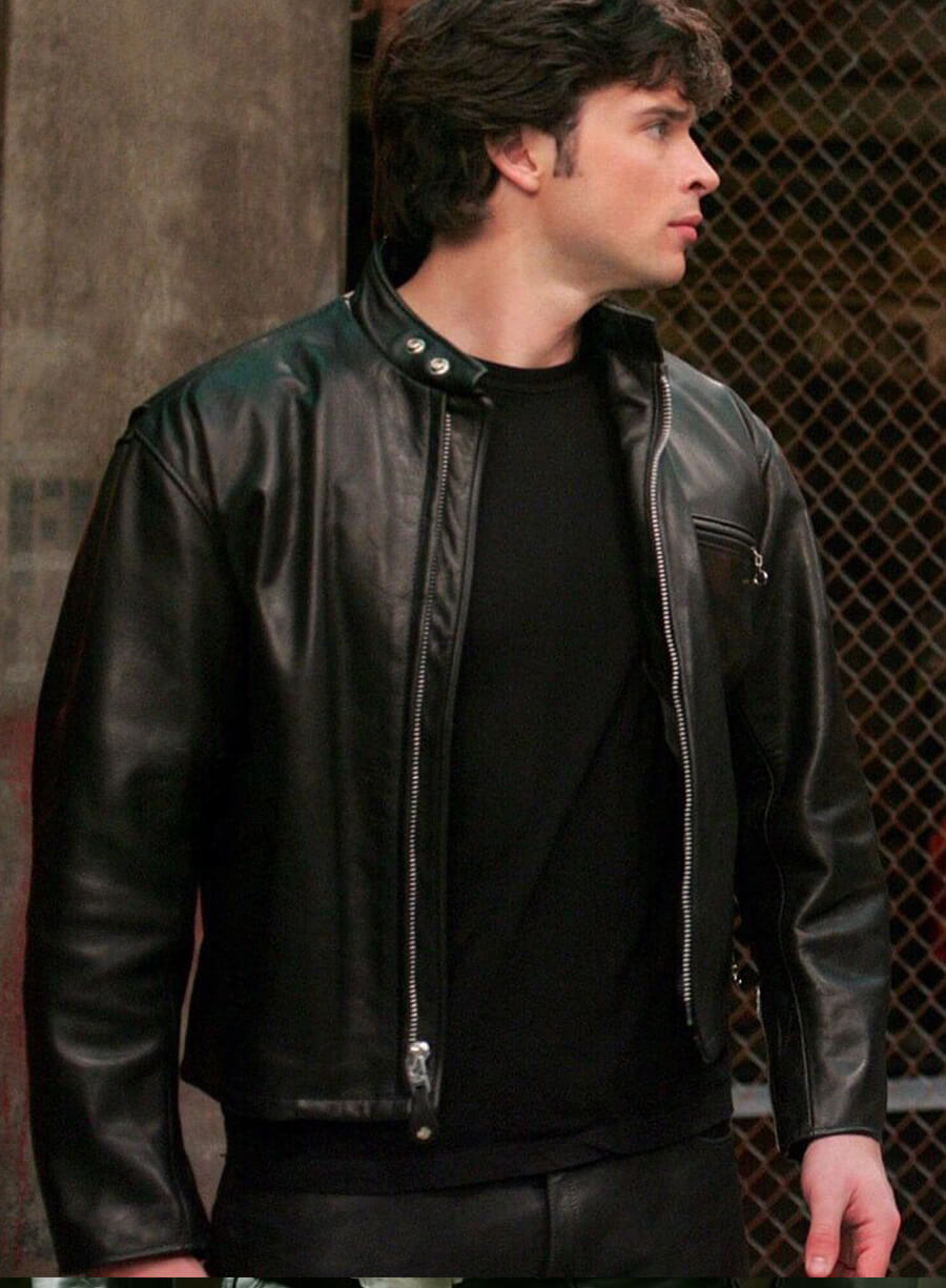 Tom Welling Smallville S06 Black Leather Jacket