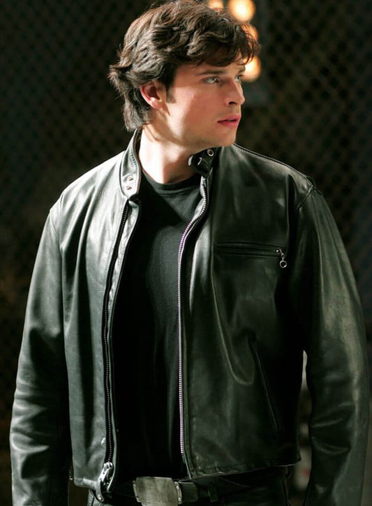 Tom Welling Smallville S06 Black Leather Jacket