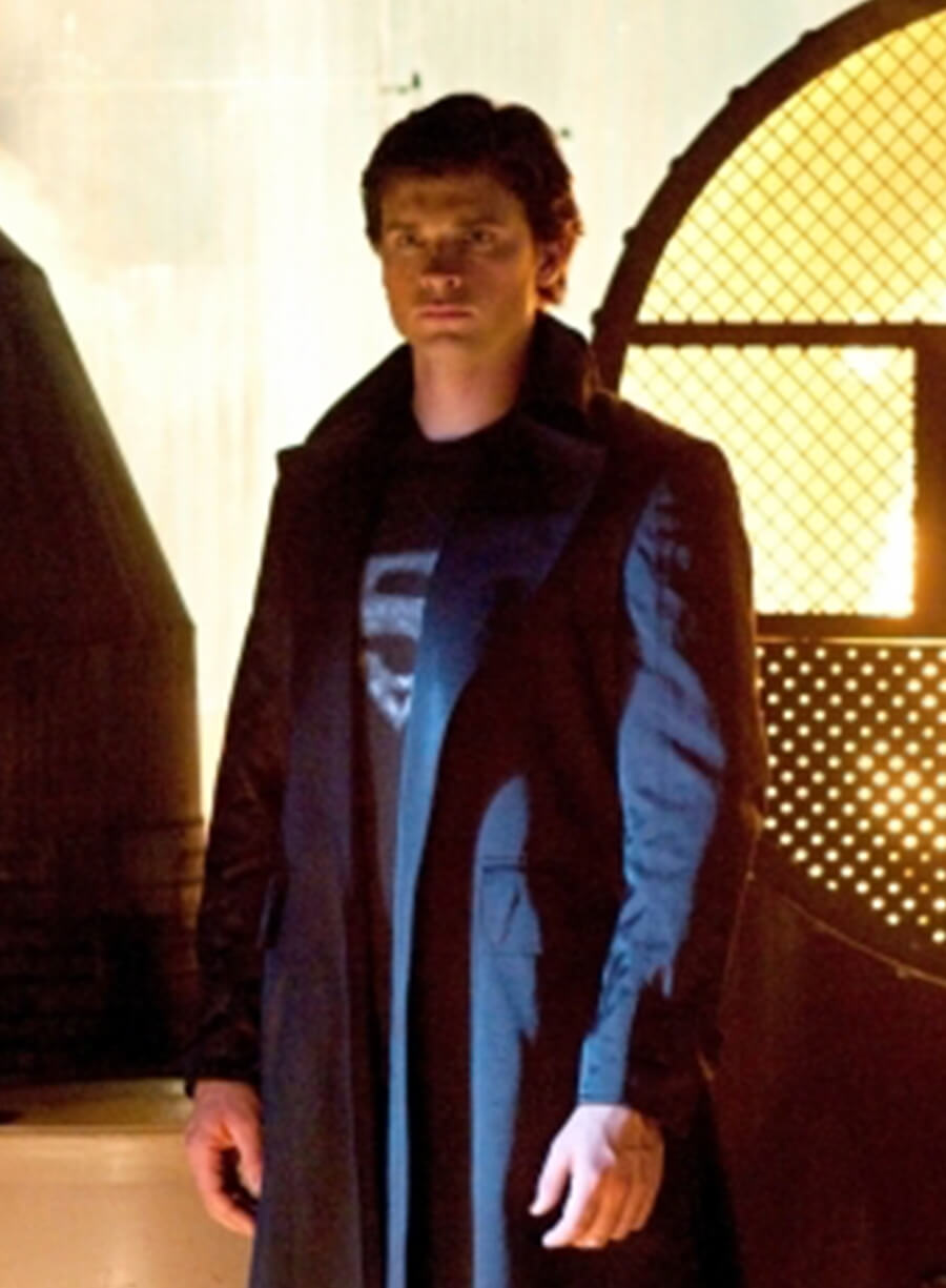Tom Welling Smallville S09 Black Leather Coat
