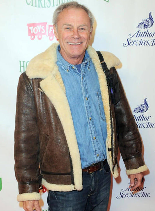 Tristan Rogers Brown Shearling Leather Jacket