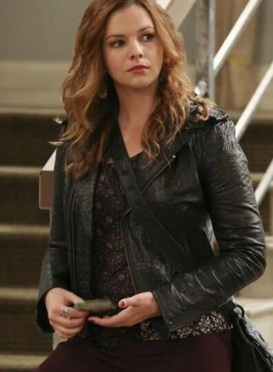 Two and a Half Men Jenny Harper Black Leather Jacket