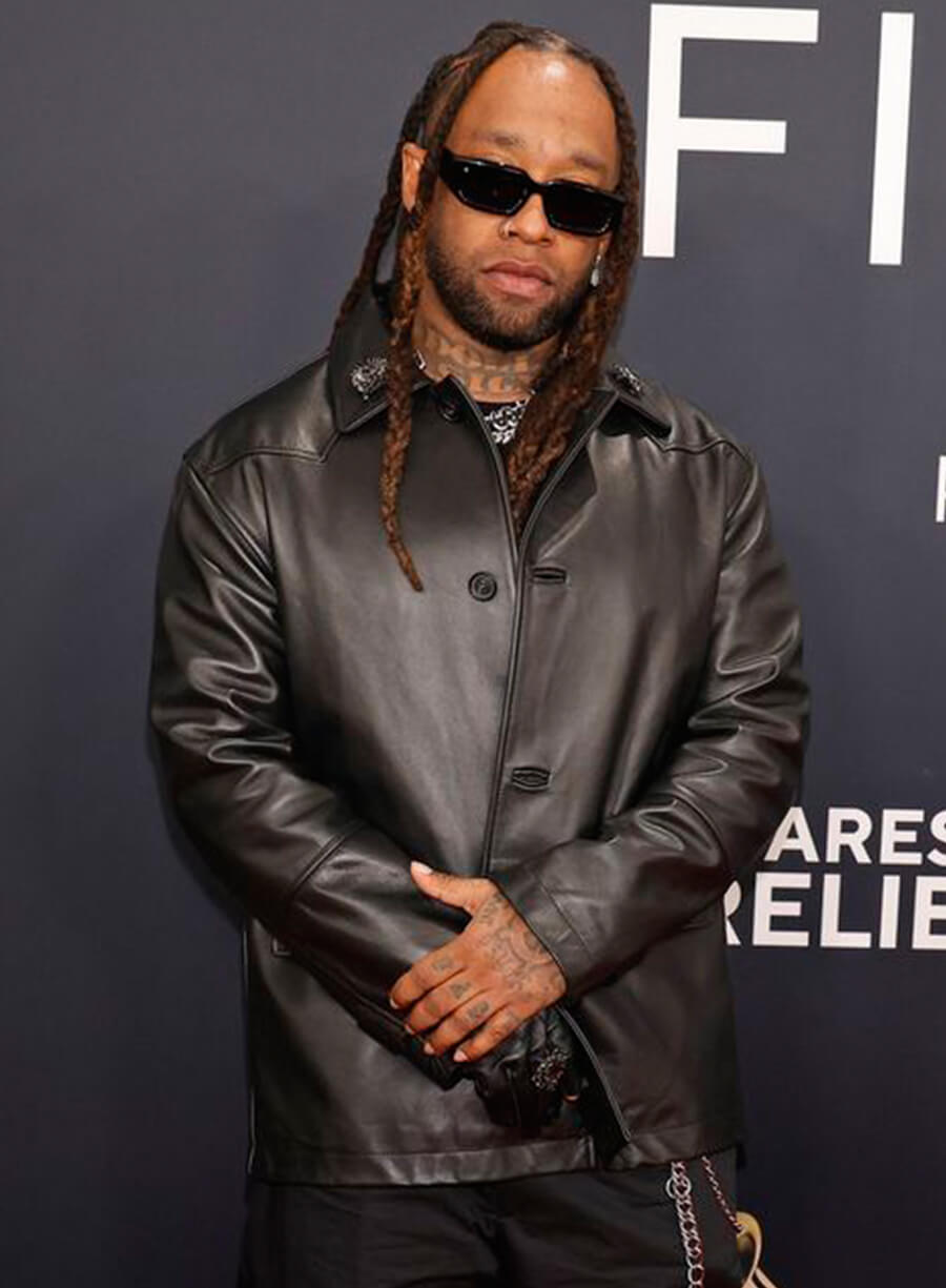 Ty Dolla $ign Red Carpet 2025 Black Leather Jacket
