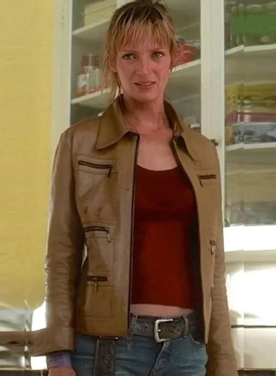 Uma Thurman Kill Bill Vol. 1 Brown Leather Jacket