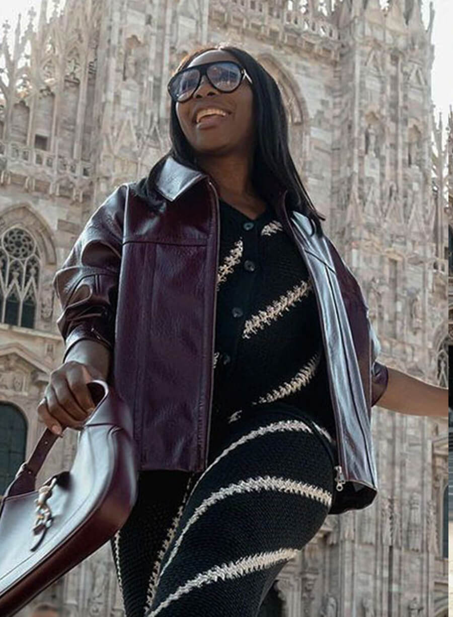 Venus Williams Maroon Leather Jacket