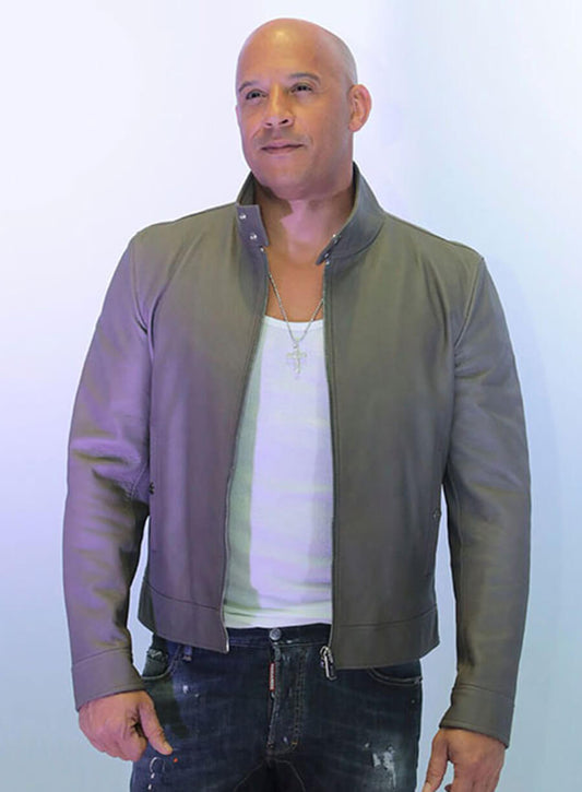 Vin Diesel Grey Leather Jacket