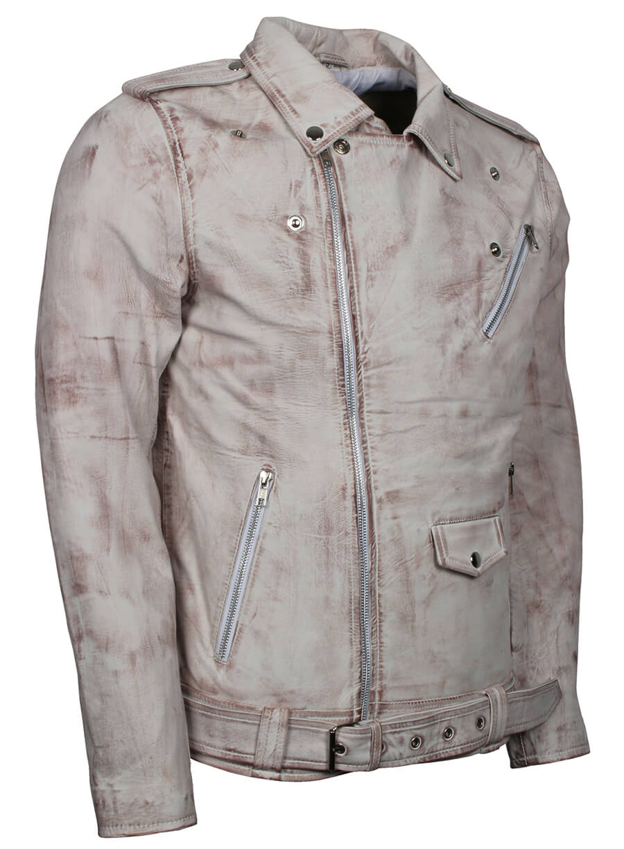 White Waxed Brando Leather Jacket